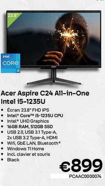 CompuDeals Acer aspire c24 allinone intel i5 aanbieding