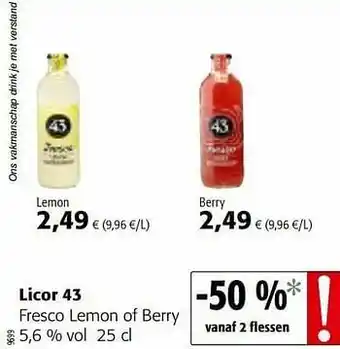 Colruyt Licor 43 fresco lemon of berry aanbieding
