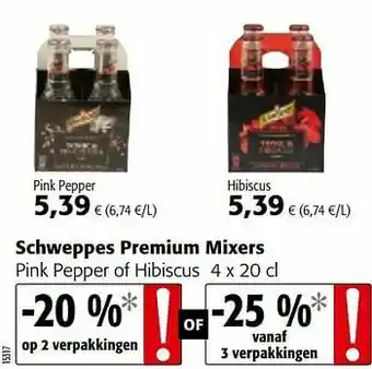 Colruyt Schweppes premium mixers pink pepper of hibiscus aanbieding