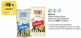 Bio Planet Go pure classic potato chips met zout of met paprika aanbieding