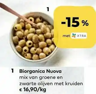 Bio Planet Biorganica nuova mix van groene en zwarte olijven met kruiden aanbieding