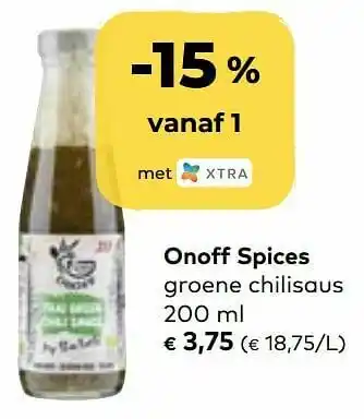 Bio Planet Onoff spices groene chilisaus aanbieding
