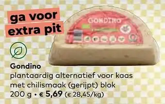 Bio Planet Gondino plantaardig alternatief voor kaas met chilismaak gerijpt blok aanbieding