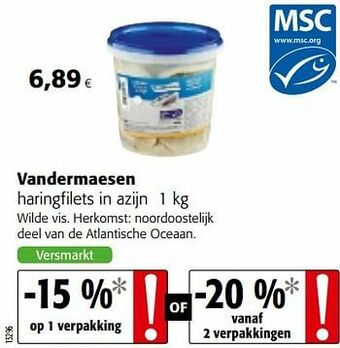 Colruyt Vandermaesen haringfilets in azijn aanbieding