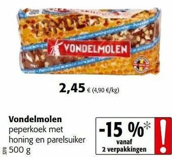 Colruyt Vondelmolen peperkoek met honing en parelsuiker aanbieding