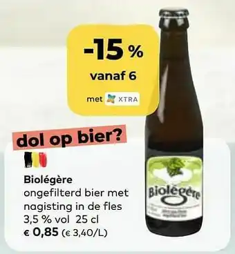 Bio Planet Biolégère ongefilterd bier met nagisting in de fles aanbieding