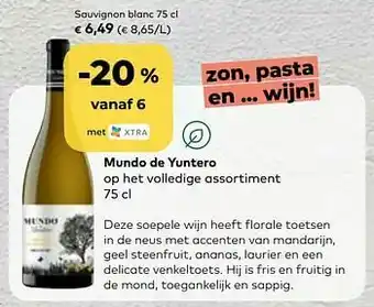 Bio Planet Mundo de yuntero sauvignon blanc aanbieding