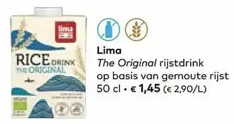 Bio Planet Lima the original rijstdrink op basis van gemoute rijst aanbieding