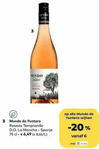 Bio Planet Mundo de yuntero rosado tempranillo d.o. la mancha - spanje aanbieding