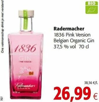 Colruyt Radermacher 1836 pink version belgian organic gin aanbieding