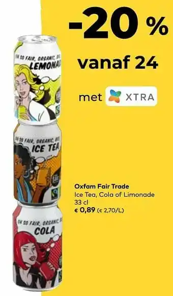 Oxfam fair trade ice tea cola of limonade