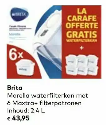 Brita marella waterfilterkan met 6 maxtra+ filterpatronen