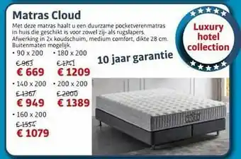 De Matrassenkoning Matras cloud aanbieding