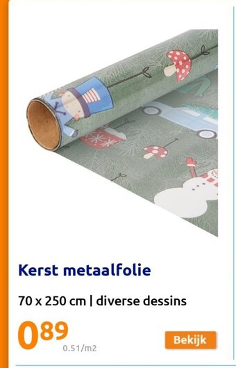 Action Kerst metaalfolie 70 x 250 cm aanbieding