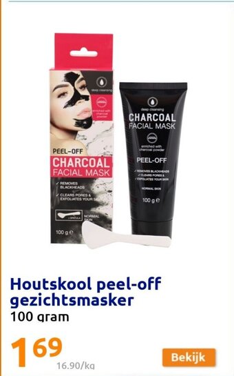 Action Houtskool peel-off gezichtsmasker 100 gram aanbieding