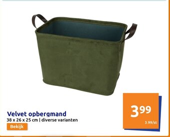 Action Velvet opbergmand 38 x 26 x 25 cm aanbieding
