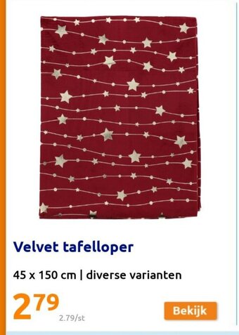 Action Velvet tafelloper 45 x 150 cm aanbieding