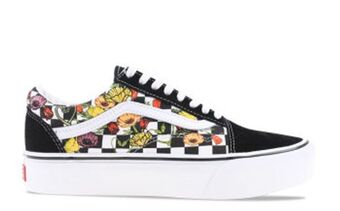 Sneakers Vans old skool platform zwart/multikleuren dames aanbieding