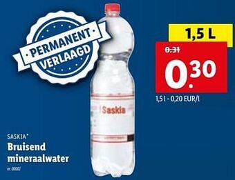 Lidl Bruisend mineraalwater 1,5 L aanbieding