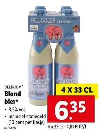 Lidl Blond bier 4 X 33 CL aanbieding