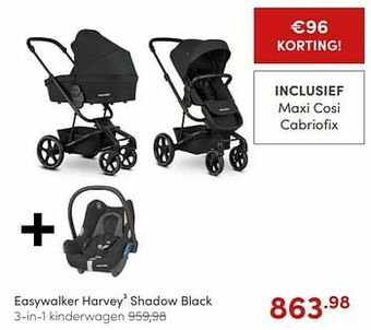 Baby & Tiener Easywalker harvey3 shadow black 3-in-1 kinderwagen aanbieding