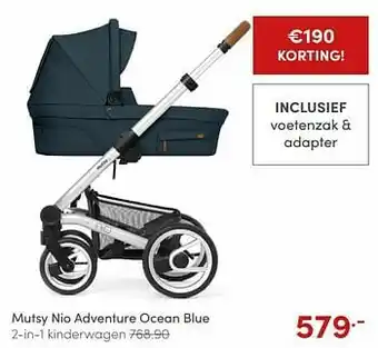 Baby & Tiener Mutsy nio adventure ocean blue 2-in-1 kinderwagen aanbieding