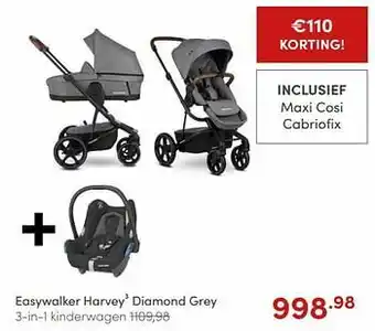 Easywalker harvey3 diamond grey 3-in-1 kinderwagen