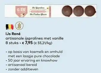 Bio Planet Ijs rené artisanale ijspralines met vanille aanbieding