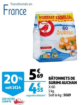 Auchan Batonnets De Surimi Auchan aanbieding
