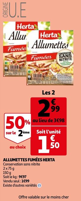 Auchan Allumettes Fumees Herta aanbieding