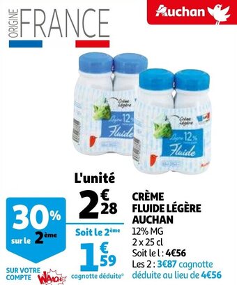 Auchan Creme Fluide Legere Auchan aanbieding