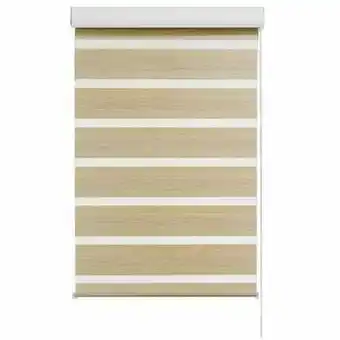Leen Bakker Duo rolgordijn lichtdoorlatend - houtlook ivoor - 120x160 cm - Leen Bakker aanbieding
