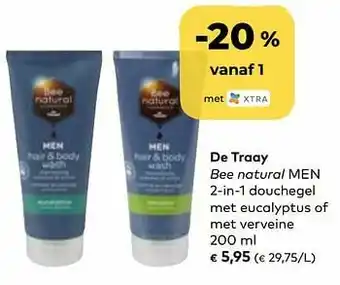 De traay bee natural men 2-in-1 douchegel met eucalyptus of met verveine