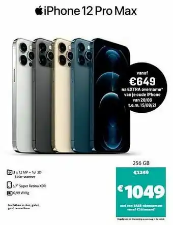 Base Apple iphone 12 pro max 256 gb aanbieding