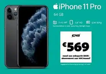 Base Apple iphone 11 pro 64 gb aanbieding