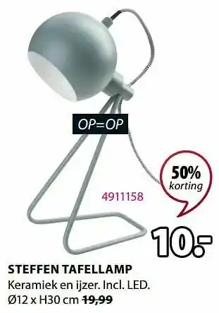 Jysk Steffen tafellamp aanbieding
