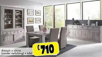 Budget Meubelen Dressoir + vitrine (zonder verlichting) + tafel aanbieding