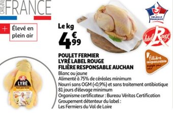 Auchan Poulet fermier lyre label rouge filiere responsable auchan aanbieding