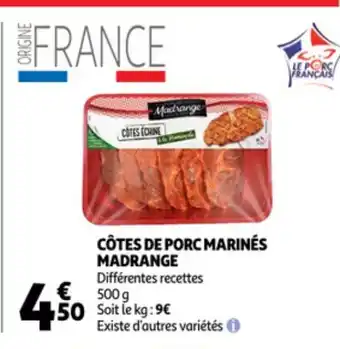 Auchan Cotes de porc marines madrange 500 g aanbieding