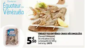 Auchan Crevettes entieres crues decongelees 400g aanbieding