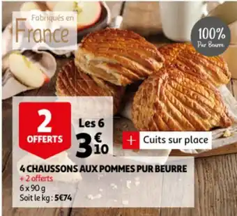 Auchan 4 Chaussons aux pommes pur beurre 6x90g aanbieding