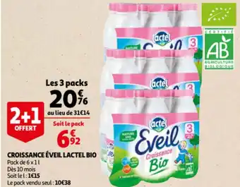 Auchan Croissance eveil lactel bio 6x1l aanbieding