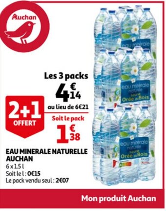 Auchan Eau minerale naturelle auchan 6x1.5l aanbieding