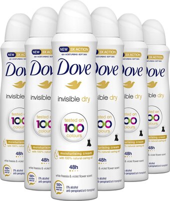 Bol.com Dove invisible dry anti-transpirant deodorant - 6 x 150 ml - voordeelverpakking aanbieding