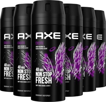 Axe excite bodyspray deodorant - 6 x 150 ml - voordeelverpakking