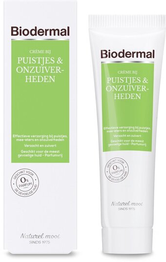 Bol.com Biodermal crème bij puistjes en onzuiverheden - dagcrème – puistjes crème - 30ml aanbieding