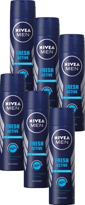 Bol.com Nivea men fresh active - 150 ml - deodorant spray - 6 st - voordeelverpakking aanbieding