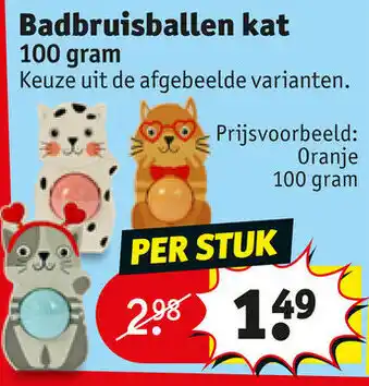 Kruidvat Badbruisballen kat 100gram aanbieding