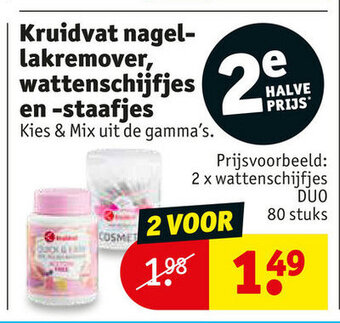 Kruidvat Kruidvat nagellakremover, wattenschijfjes en -staafjes aanbieding