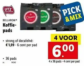 Koffiepads strong of decafeïné